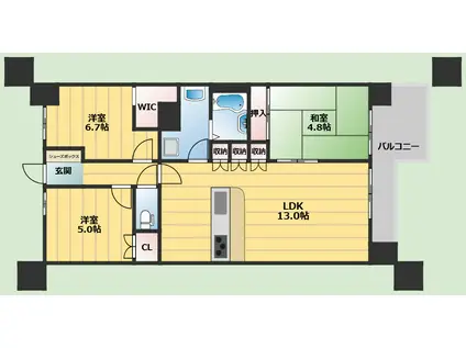 グランロジュマン豊中少路C街区(3LDK/7階)の間取り写真