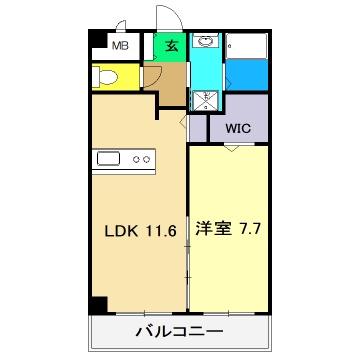 サウス HEAVEN(1LDK/3階)の間取り写真