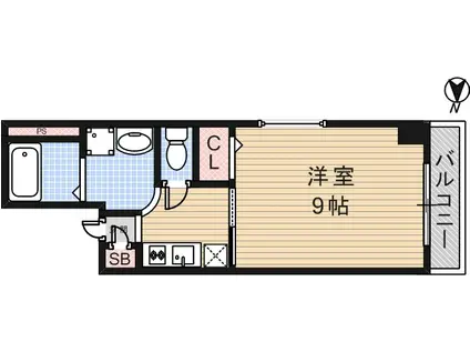 リバーライズ布施I(1K/4階)の間取り写真