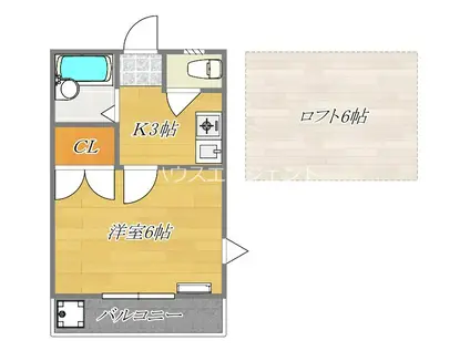 エクセルハイツⅡ(1K/2階)の間取り写真
