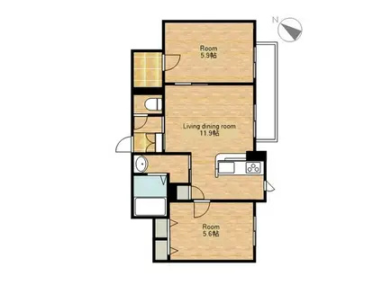 カームアングル(2LDK/3階)の間取り写真