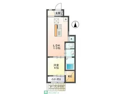 ウォーターミル十番館(1LDK/1階)の間取り写真