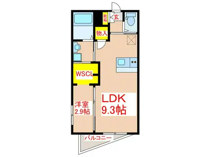 LANDMARK 薬師(1LDK/4階)の間取り写真
