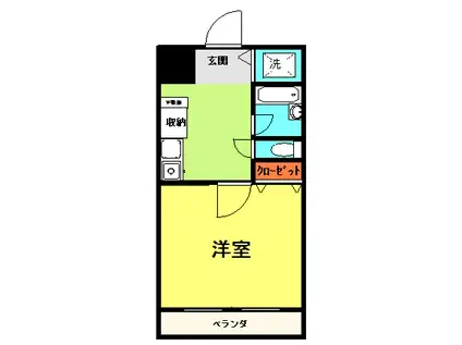 アンビシャス月出(1K/4階)の間取り写真