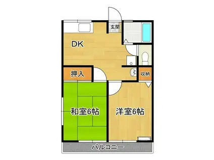 ベルウッド(2DK/2階)の間取り写真