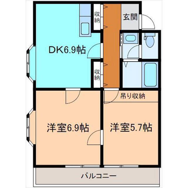 ノースヴィレッジII(2DK/6階)の間取り写真