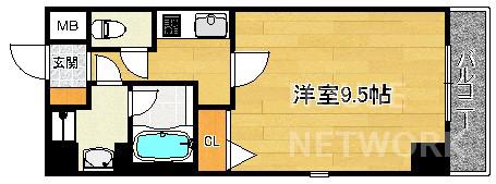アスヴェル京都二条駅前II(1K/3階)の間取り写真