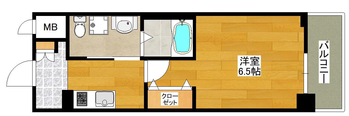 エルプレイス江坂II(1K/4階)の間取り写真