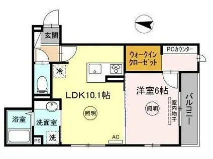 ラルーチェ C棟(1LDK/2階)の間取り写真