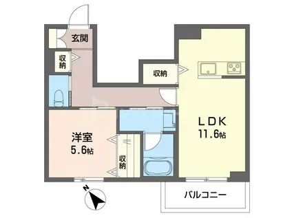 アベニール東金町(1LDK/2階)の間取り写真