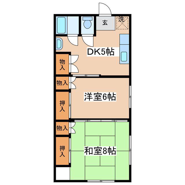 田中荘(2DK/2階)の間取り写真