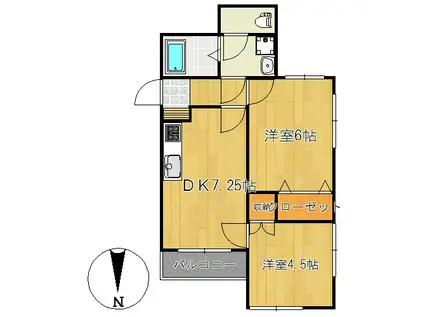 ラ・ヴェール寿(2DK/3階)の間取り写真