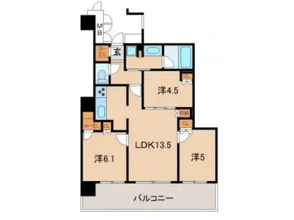 アトラスタワー和歌山(3LDK/12階)の間取り写真