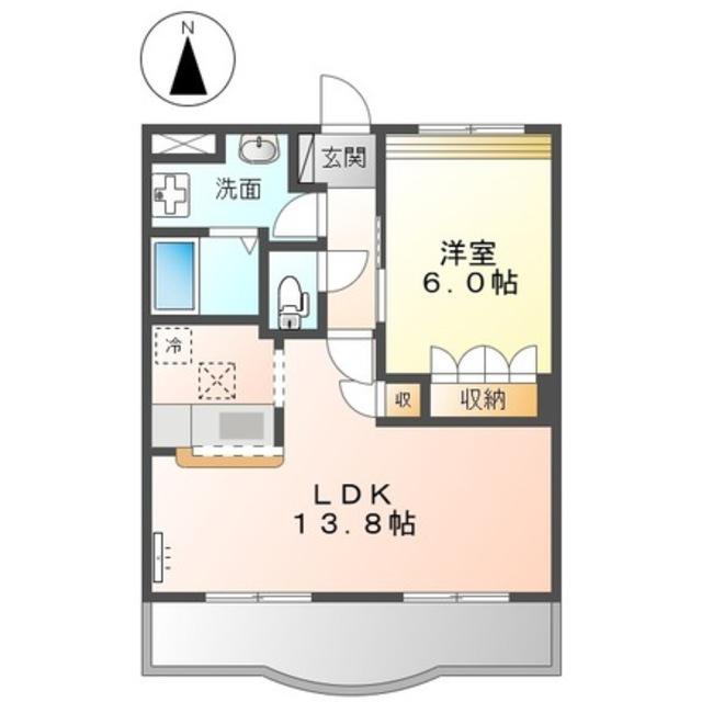 ディアベルジュII(1LDK/1階)の間取り写真