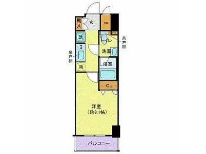 クレイシア秋葉原(1K/8階)の間取り写真