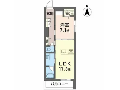シャーメゾン国府宮駅前(1LDK/1階)の間取り写真