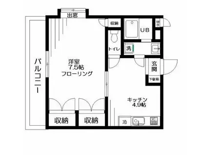 サングレース(1DK/4階)の間取り写真