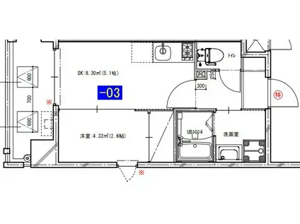 MODERN PALAZZO 博多駅南5丁目(1DK/5階)の間取り写真