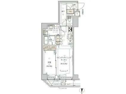 ARCOBALENO KINSHICHO(1LDK/6階)の間取り写真