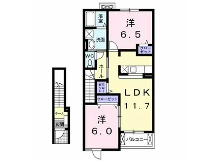 ブリリアン エステート・IB棟(2LDK/2階)の間取り写真