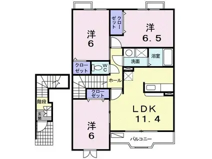 シューペルヴ・ロジュマン(3LDK/2階)の間取り写真