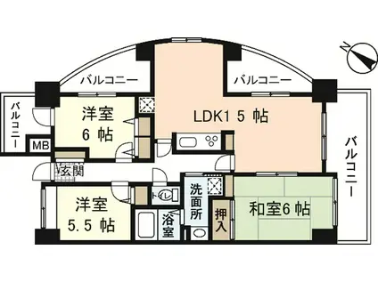 シーブリーズ東原壱番館(3LDK/8階)の間取り写真