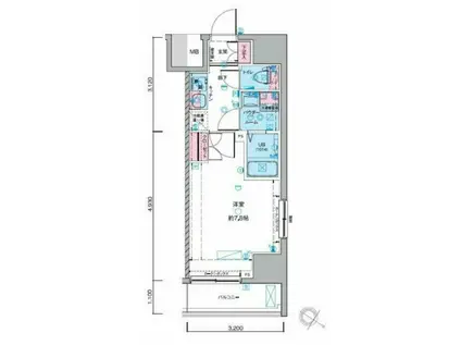 GENOVIA南千住VSKYGARDEN(1K/3階)の間取り写真