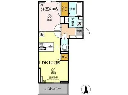 レジデンス(1LDK/2階)の間取り写真