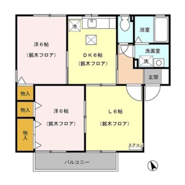 ソレアードB(3DK/1階)の間取り写真