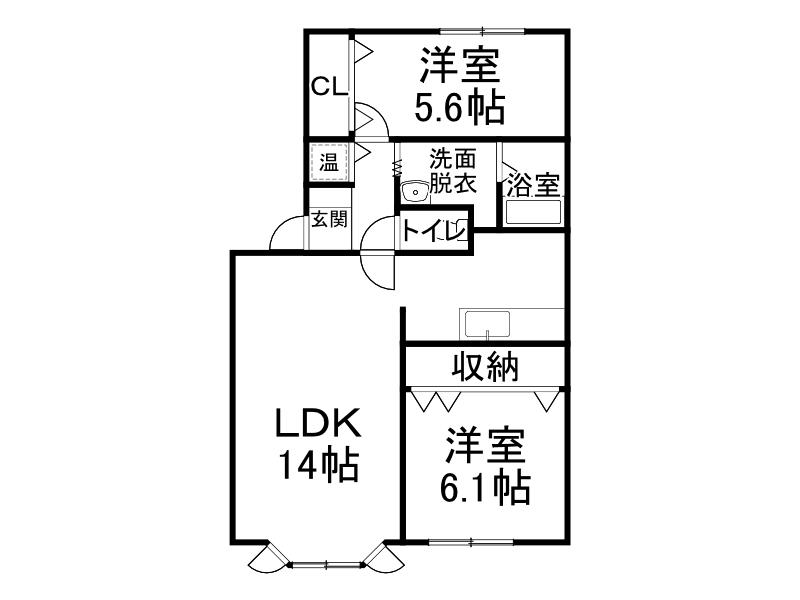 ヴィラ円山(2LDK/1階)の間取り写真