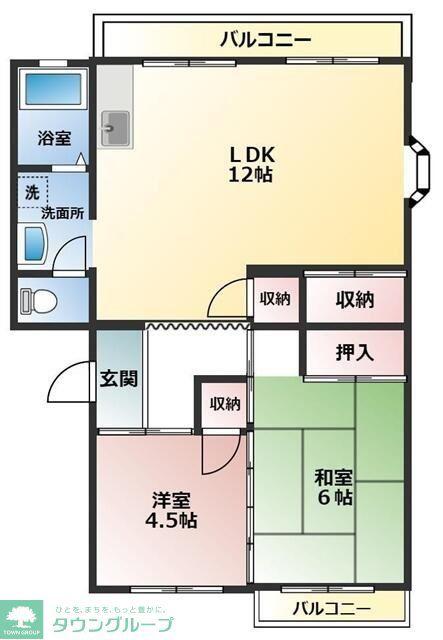 ハイツメヤー(2LDK/2階)の間取り写真