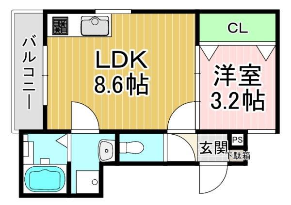 LIGARE(1LDK/3階)の間取り写真