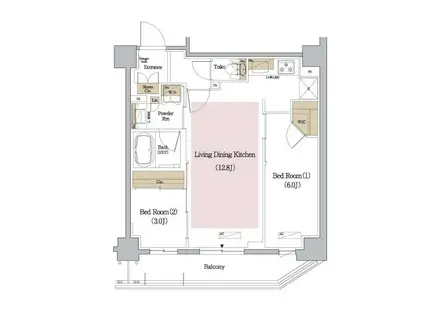 アーバネックス新御徒町(2LDK/10階)の間取り写真