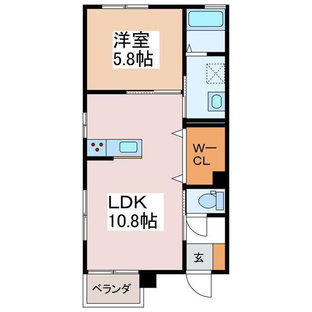 ＪＲ篠ノ井線 南松本駅 徒歩19分 3階建 築10年(1LDK/1階)の間取り写真