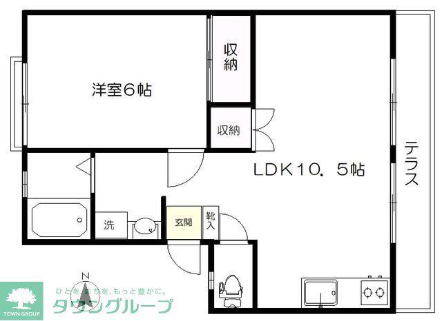 ハイツニューコウノ(1LDK/1階)の間取り写真