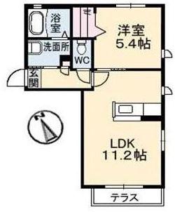 クレール藤 B棟(1LDK/2階)の間取り写真