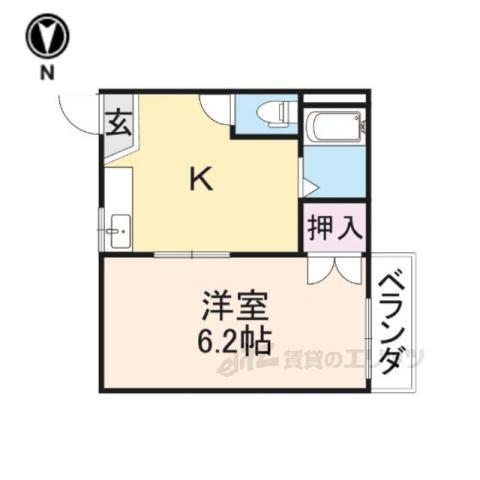 タウニィ高畑(1K/1階)の間取り写真