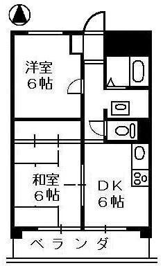ラフォーレ春日山(2DK/5階)の間取り写真