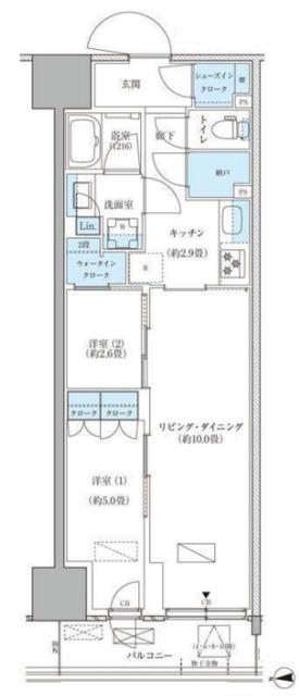パークアクシス品川天王洲アイル(2LDK/7階)の間取り写真