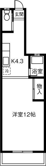 ロッヂJⅠ(1K/3階)の間取り写真