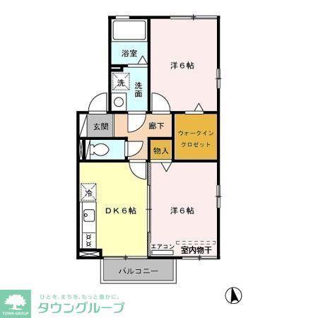 グランメール桜町A(2DK/2階)の間取り写真