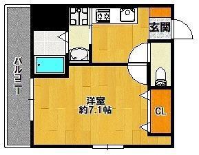 アミュレット(1K/1階)の間取り写真