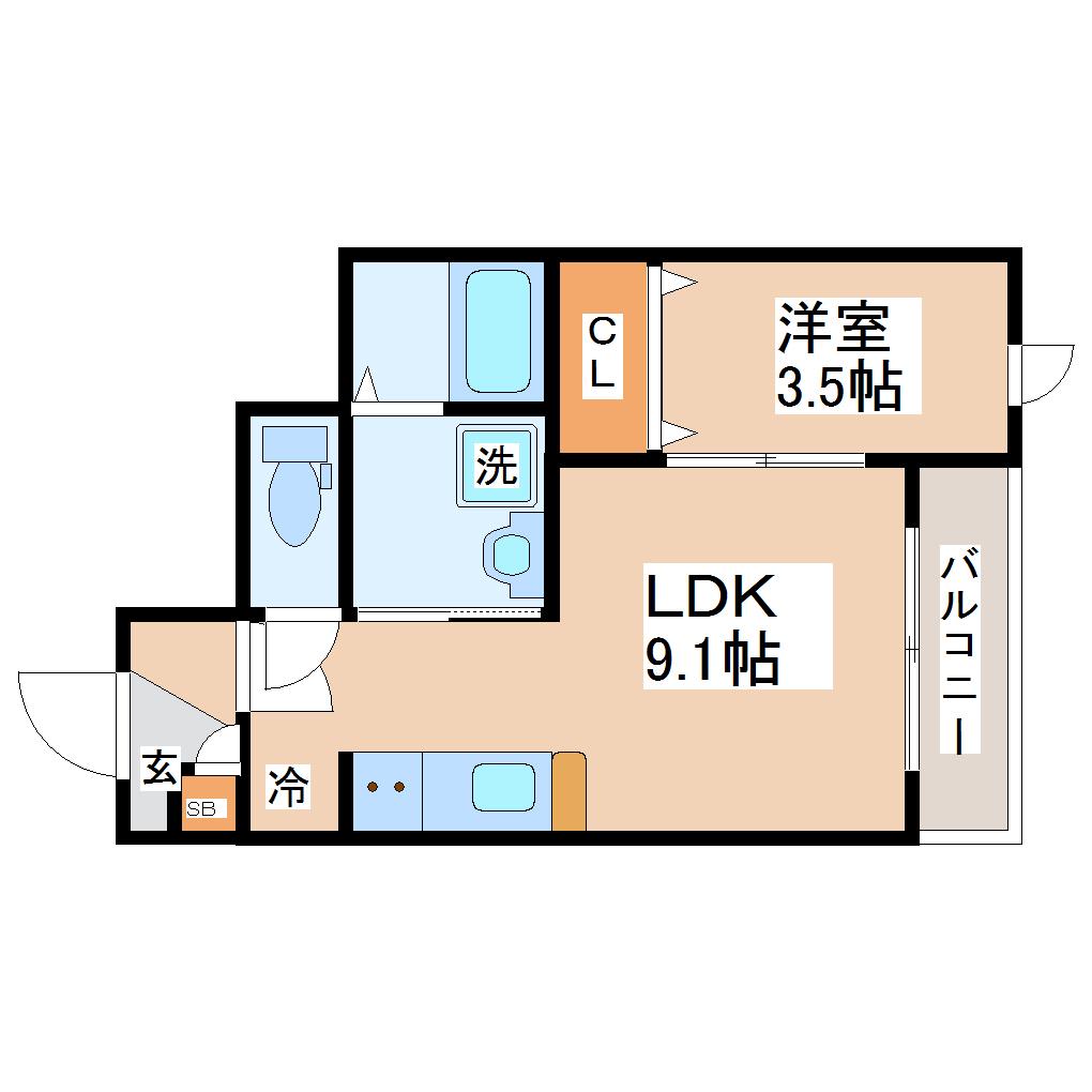 メゾンドAII(1LDK/1階)の間取り写真