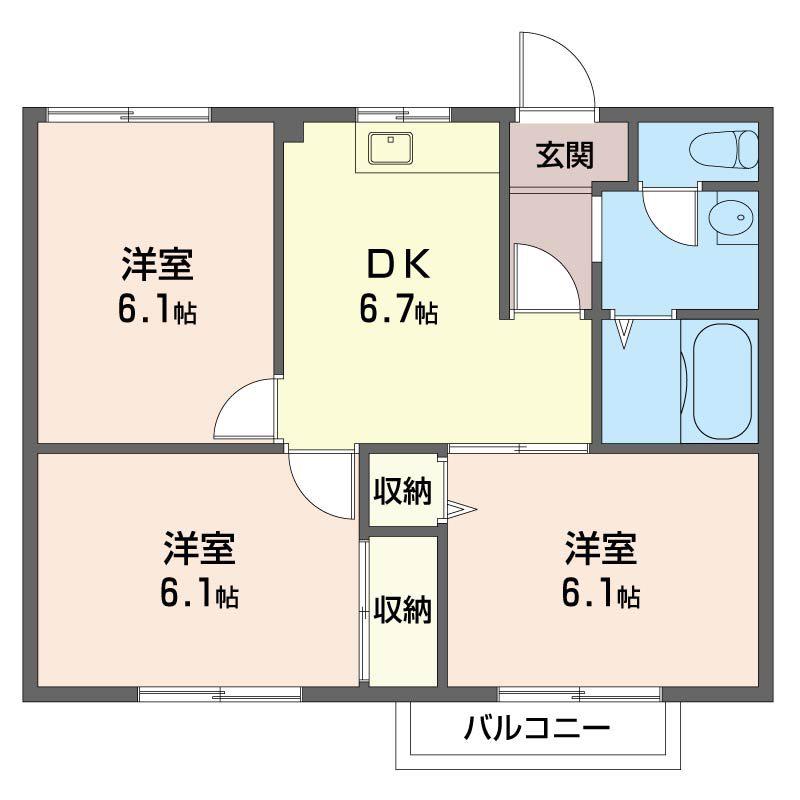 メゾンプチール(3DK/2階)の間取り写真