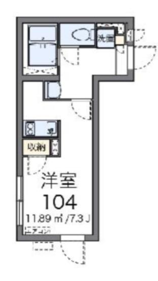 クレイノリーブス 梅屋敷(ワンルーム/1階)の間取り写真