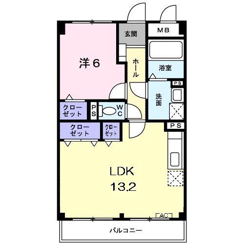 クリスタルガーデンI(1LDK/4階)の間取り写真