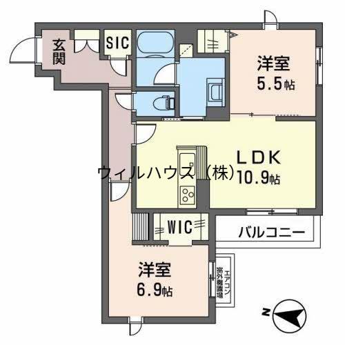 SHAMAISON ノース FIELD(2LDK/2階)の間取り写真