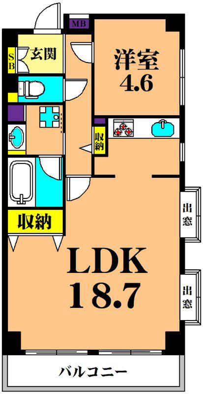 東大井シティハウス(1LDK/7階)の間取り写真