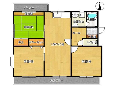 元町ハイツ(3LDK/3階)の間取り写真