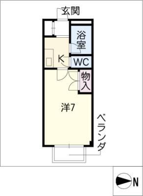 STUDIO岩田寮 H棟(1K/3階)の間取り写真